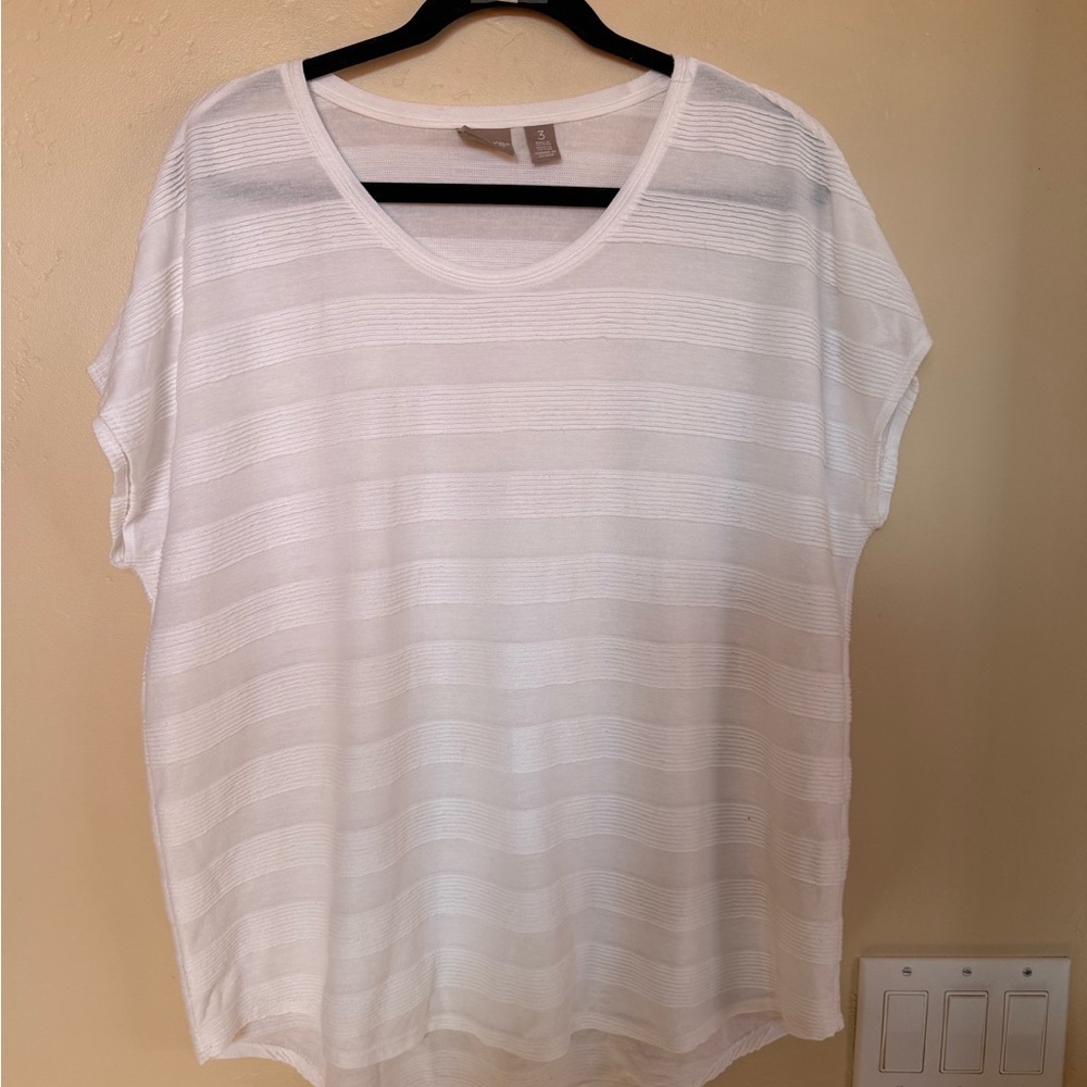 Chico's White Textured Short Sleeve Tee XL